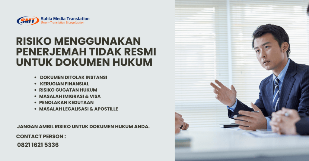 risiko menggunakan terjemahan tidak resmi pada dokumen hukum   